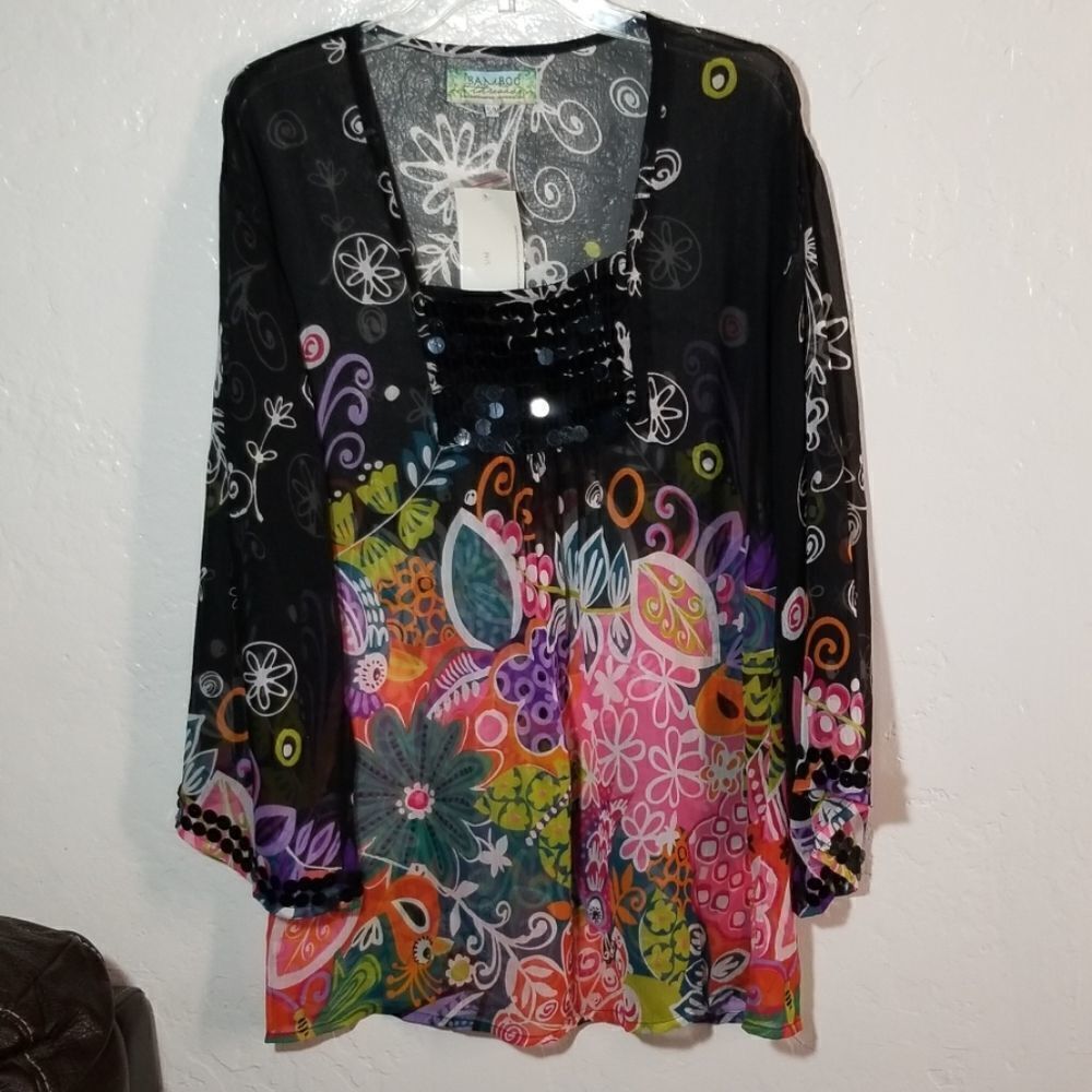 Bamboo Threads  Sheer Blouse Size S/M